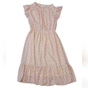 Ces Femmes Pastel Geometric Print Peasant Flutter Sleeve Dress Large